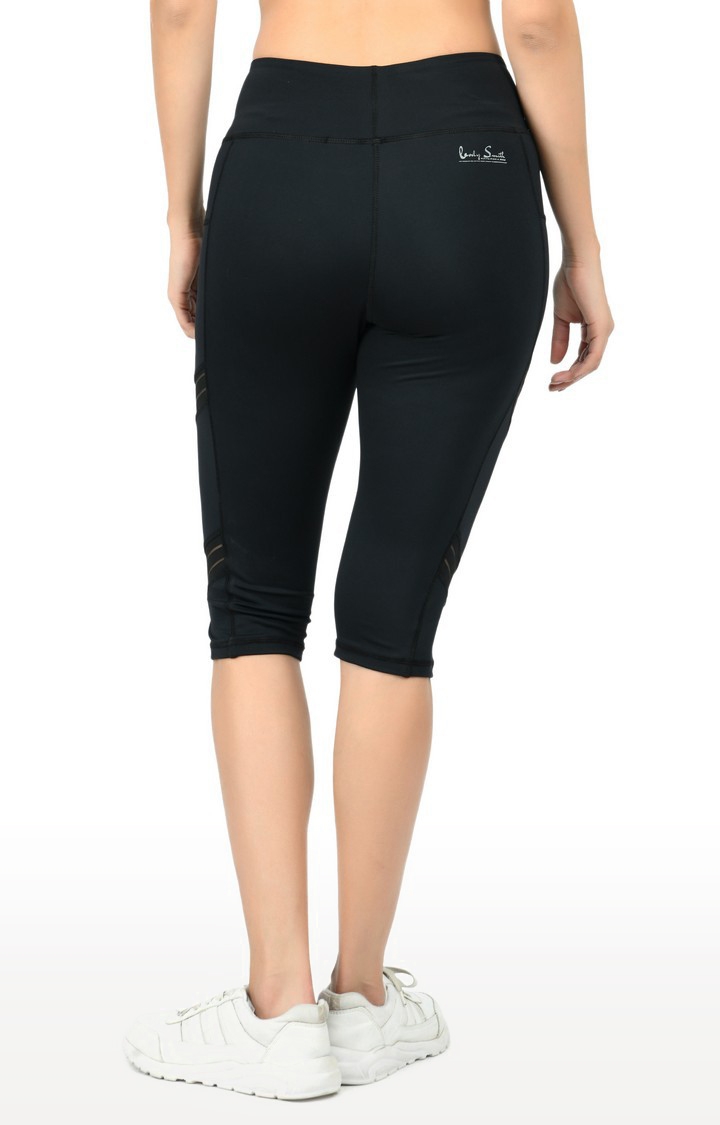 Women's Tactel Microfiber Elastane Stretch Slim Fit Capri with Broad  Waistband and Stay Dry Technology - Black Melange