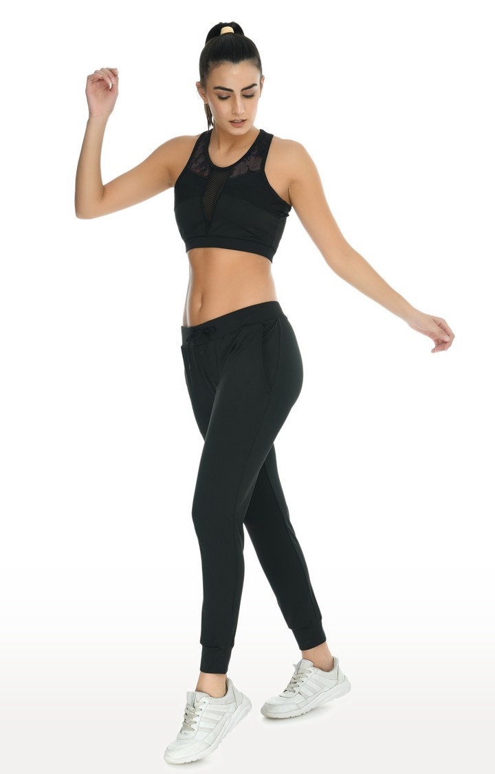 Body Smith | Women's Solid Black Tracksuits 1