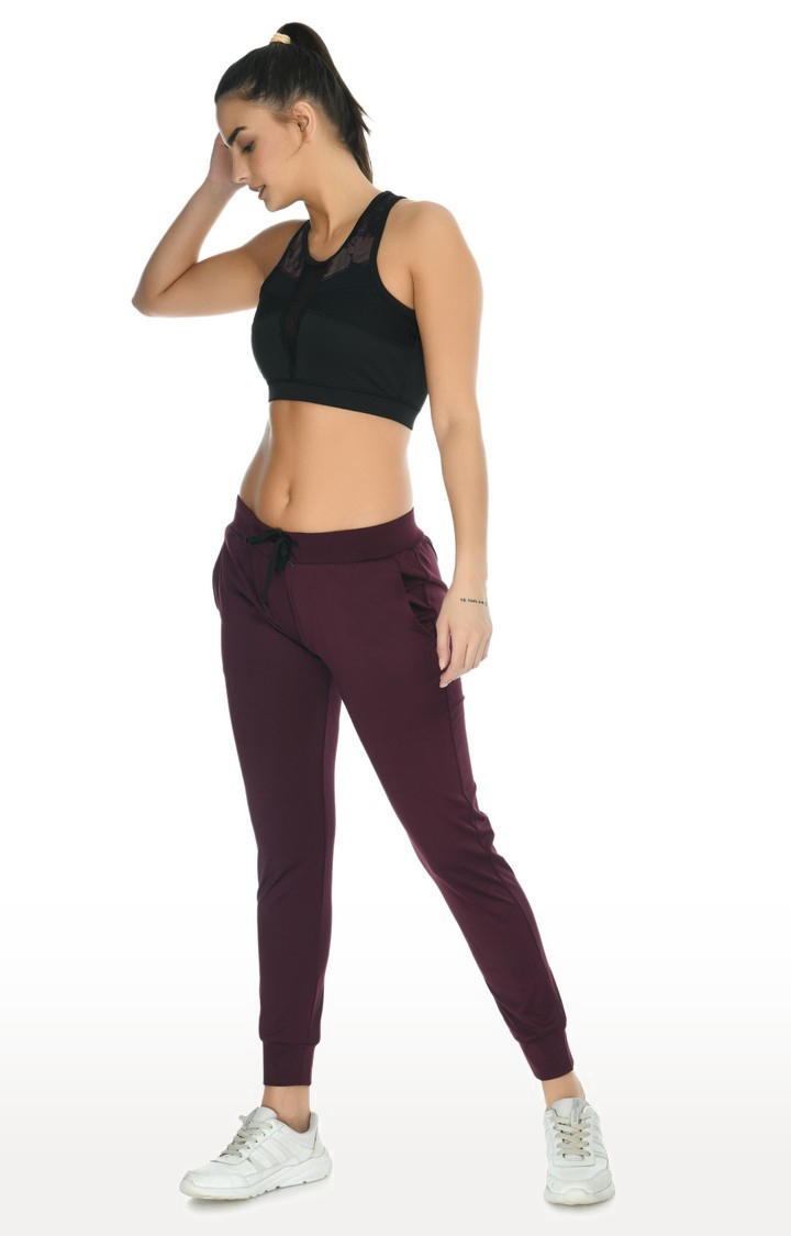Women's Solid Maroon Tracksuits