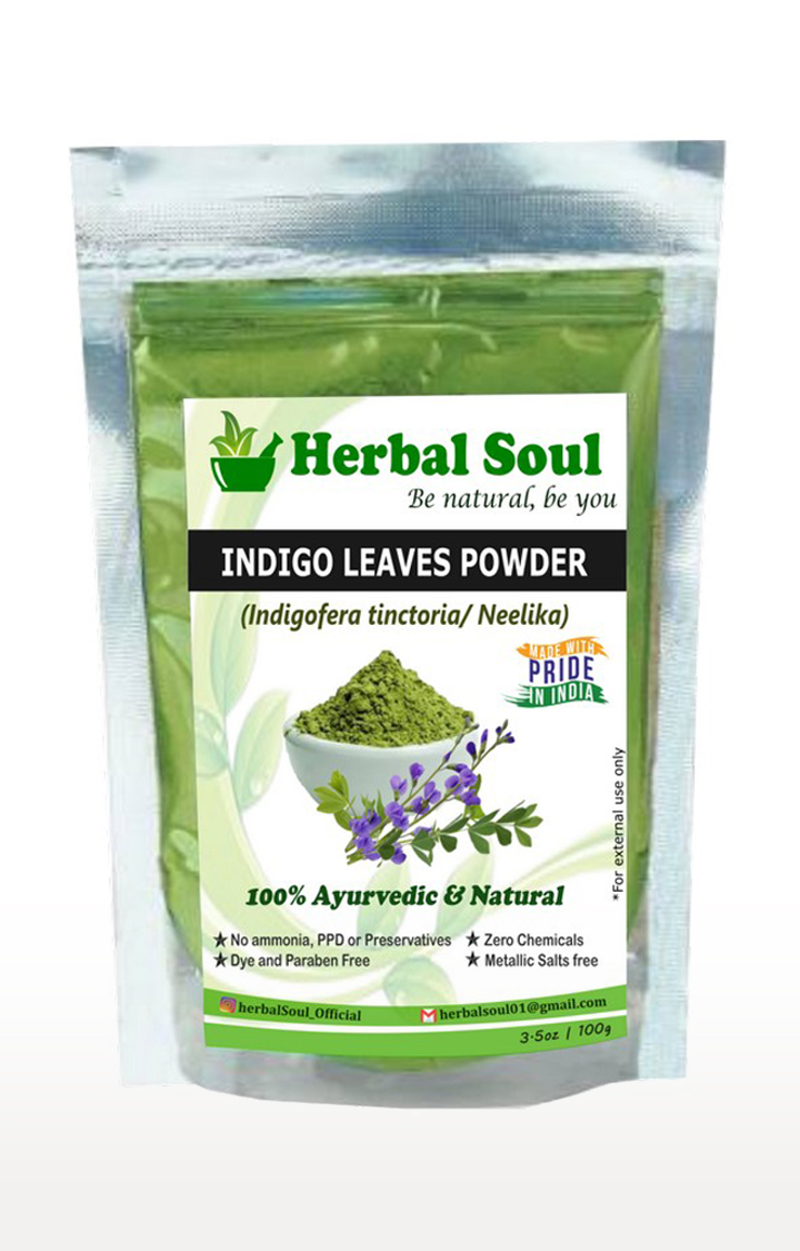 Herbal Soul Indigo Powder | Organic Indigo Leaf Powder | Indigofera Tinctoria | Pure Neel Powder (100% Pure) for Natural Black Hair Dye in Ziploc standup pouches | Pack of 5 , 500 gm