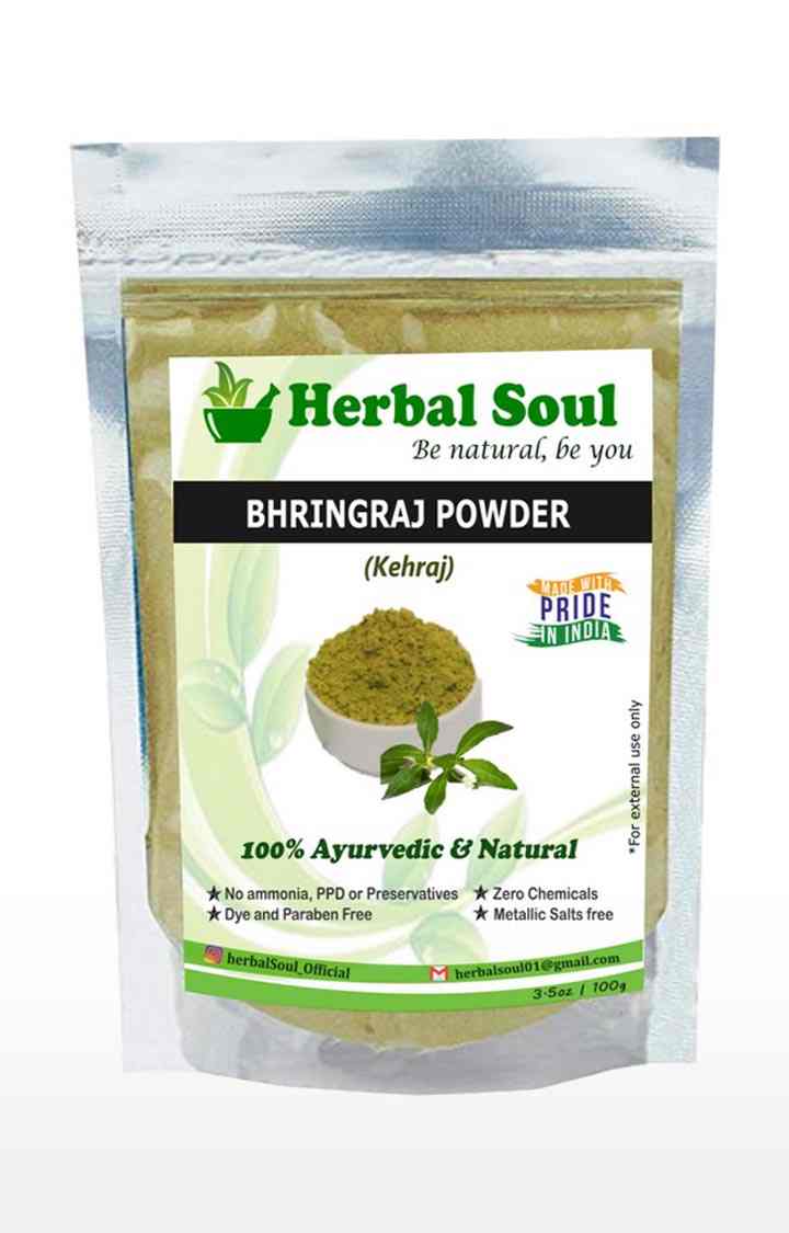 Herbal Soul Bhringraj Powder| Bringaraj Leaves | Bringraj dry leaves | Bhangra | False Daisy |Kehraj Powder (100% Natural) inZiploc standup Pouch | Unisex |Pack of 5 ,500 gm