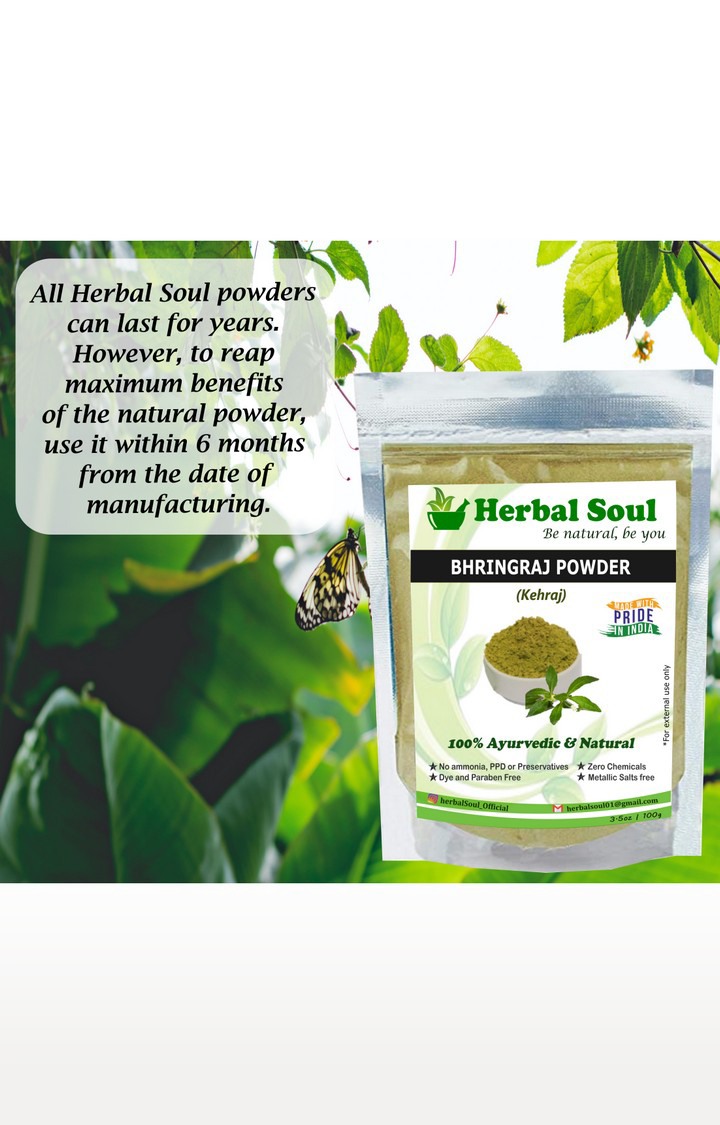 Herbal Soul Bhringraj Powder| Bringaraj Leaves | Bringraj dry leaves | Bhangra | False Daisy |Kehraj Powder (100% Natural) inZiploc standup Pouch | Unisex |Pack of 5 ,500 gm