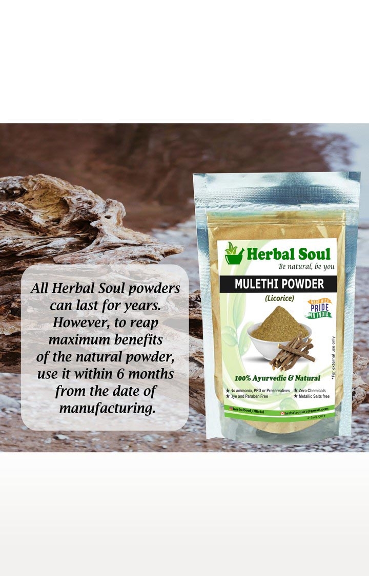 Herbal Soul | Herbal Soul Mulethi Powder (100% Natural)in Ziploc standup Pouch | Unisex | Pack of 4 ,400 gm 4