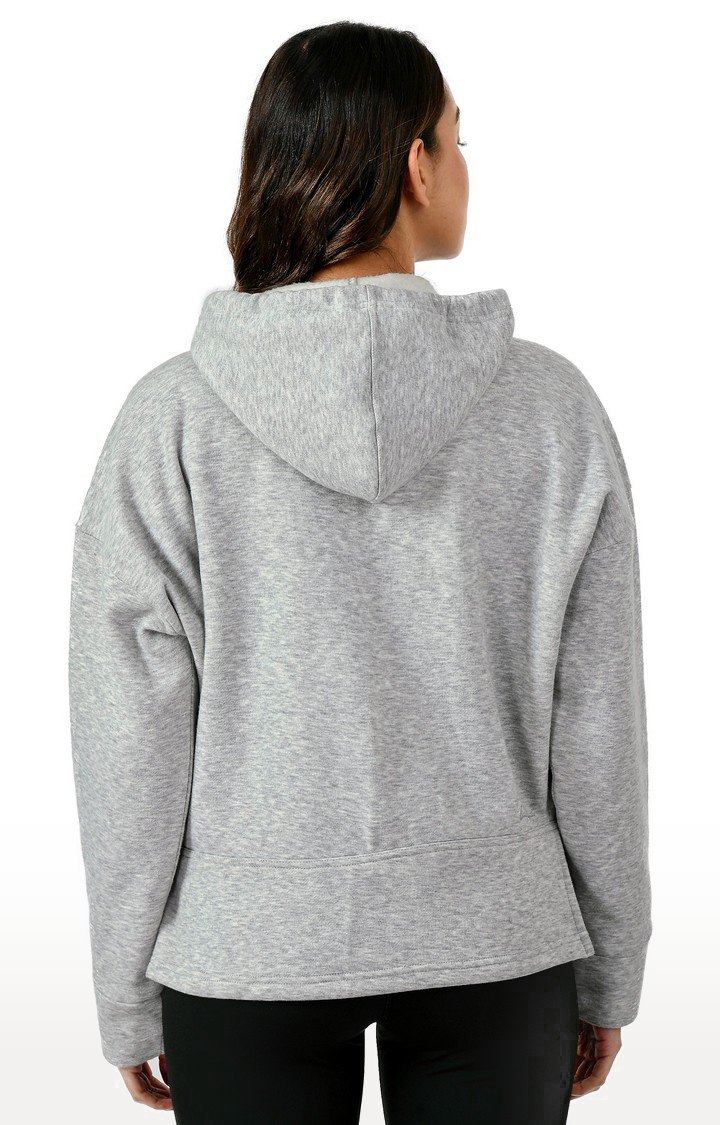 Women's Over Sized Mélange Grey Zipper Hoodie