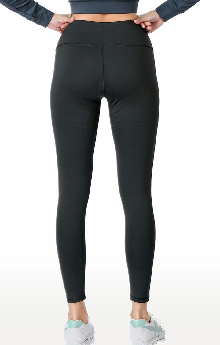 Women's Black Polycotton Cutout Activewear Legging