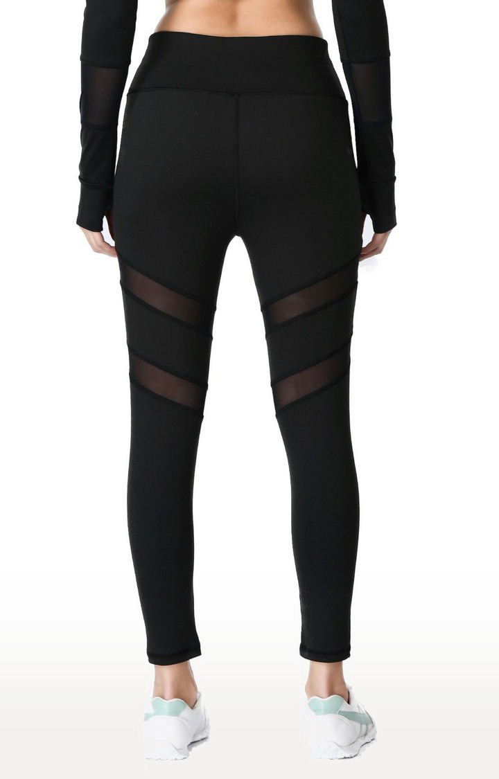 Women's Black Polycotton Solid Activewear Legging