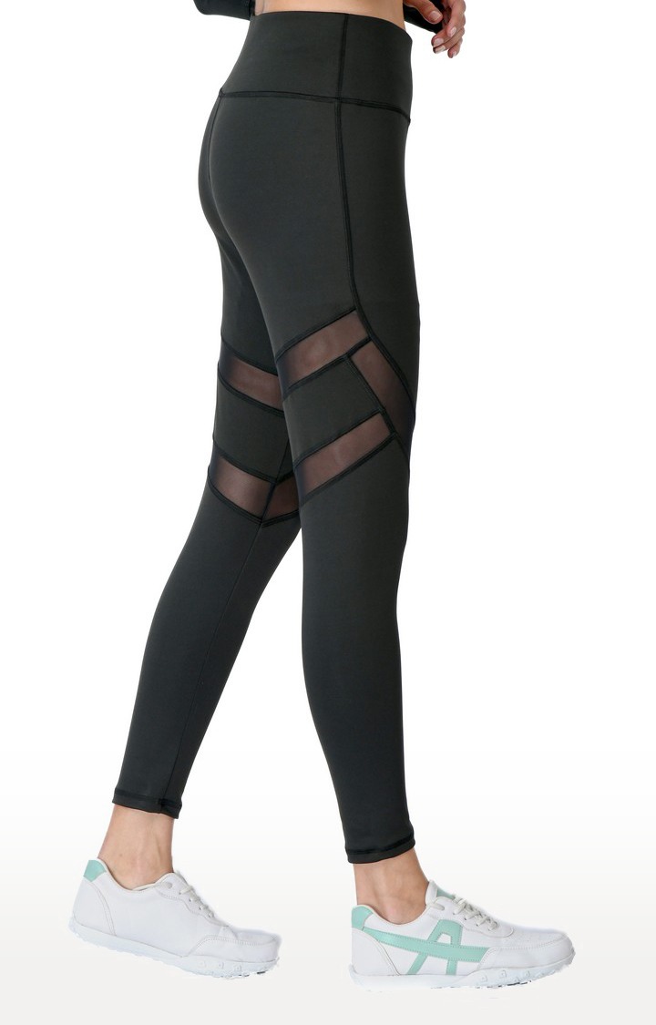 Women's Black Polycotton Solid Activewear Legging