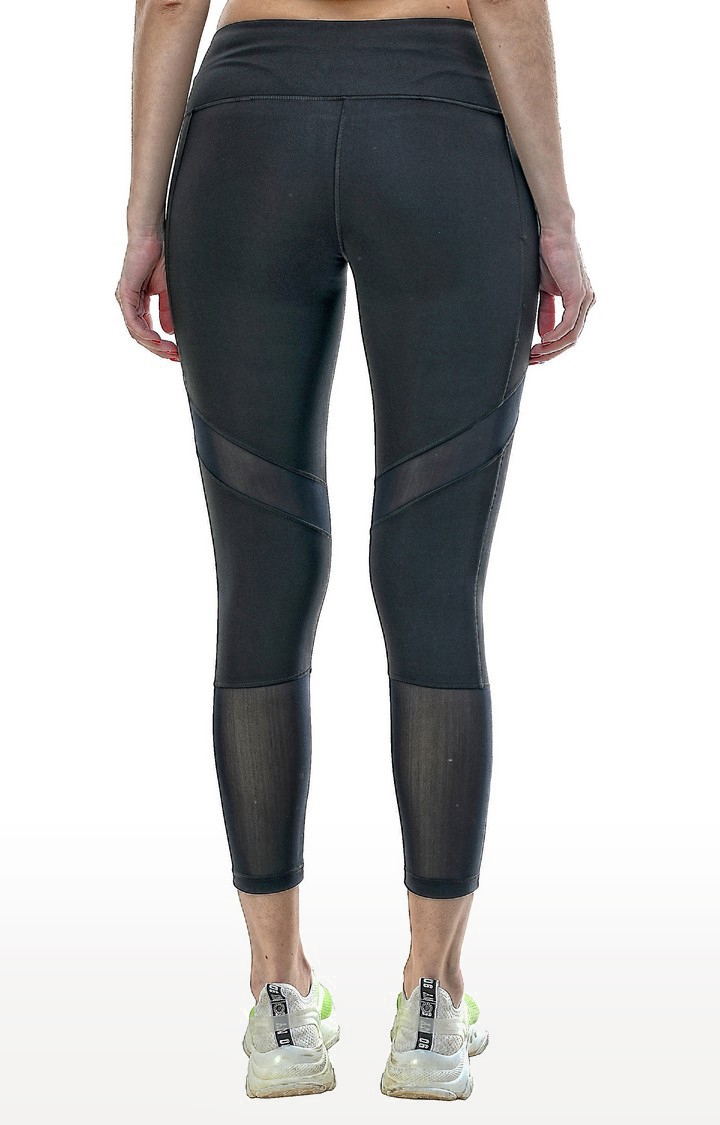 Women's Black Polycotton Solid Activewear Legging