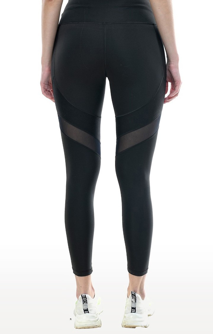 Women's Black Polycotton Solid Activewear Legging