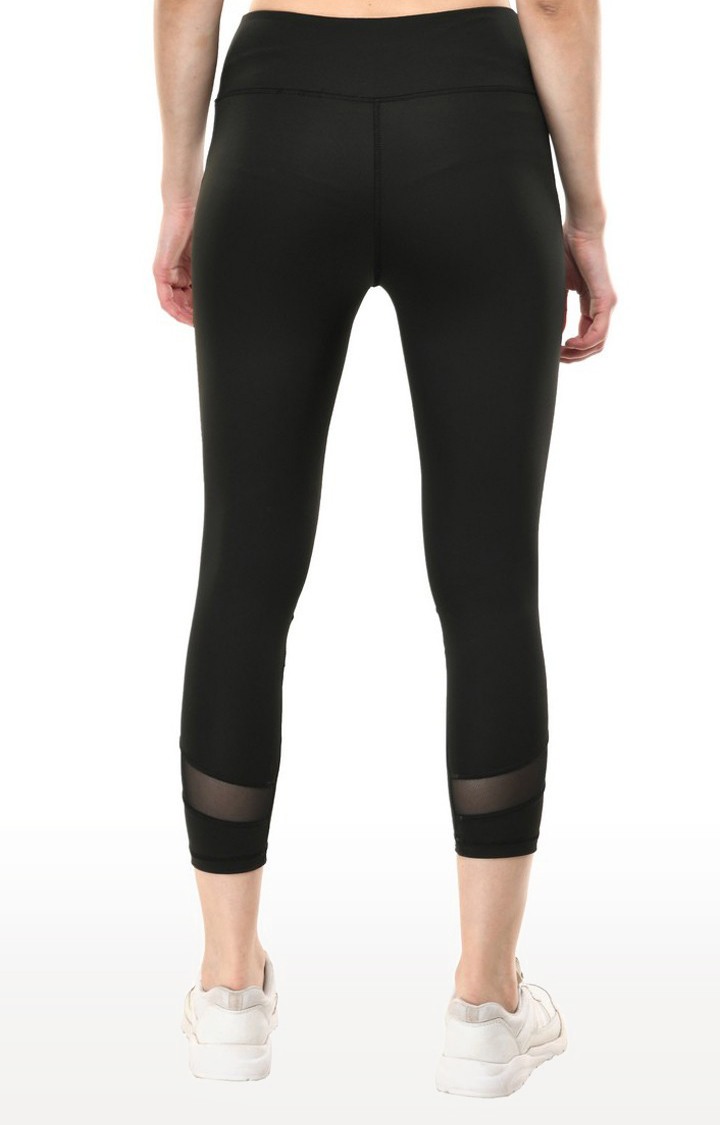 Women's Black Polycotton Solid Activewear Legging