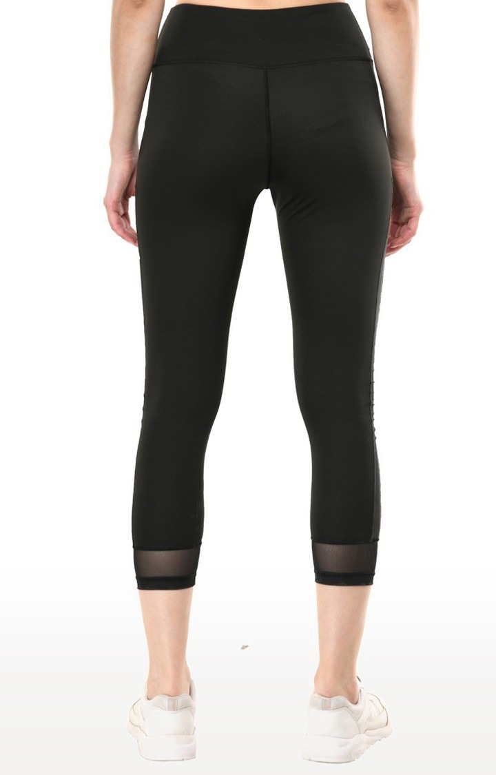 Women's Black Polycotton Solid Activewear Legging
