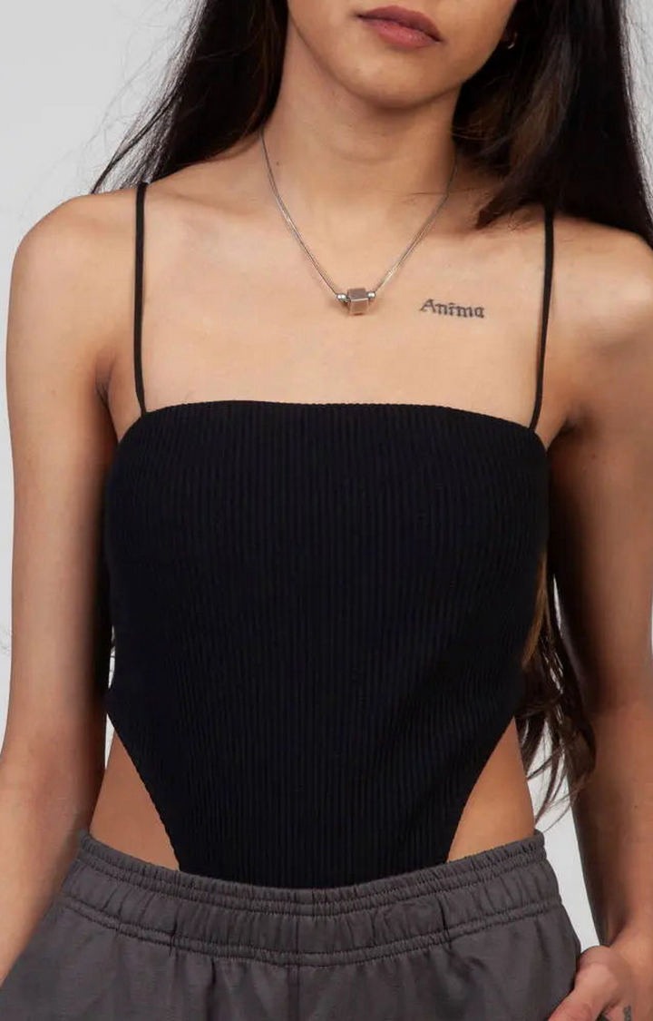 Noir Black Ribbed Bodysuit