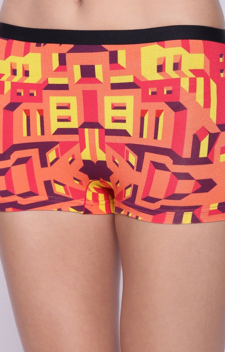 Bummer | Bummer Bricked Multi-Coloured Micro Modal Boy-Shorts For Women 3