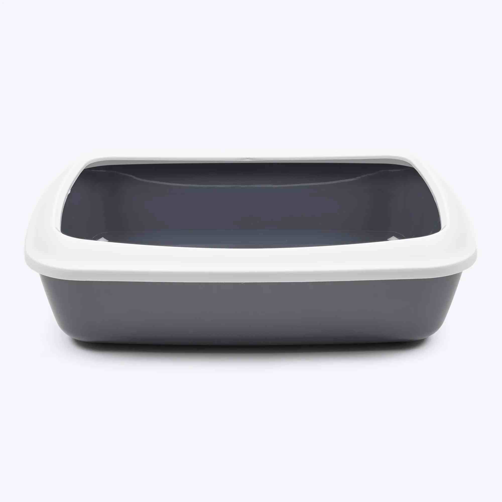Savic Iriz Litter Tray with Rim for Cats (Cold Grey, 17 x 12 x 5 inch)
