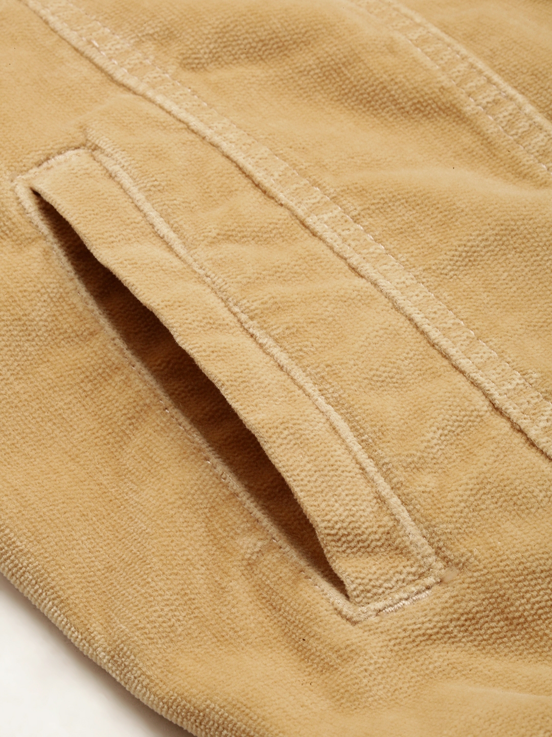 Showoff | SHOWOFF Men's Spread Collar Solid Tan Open Front Jacket 7