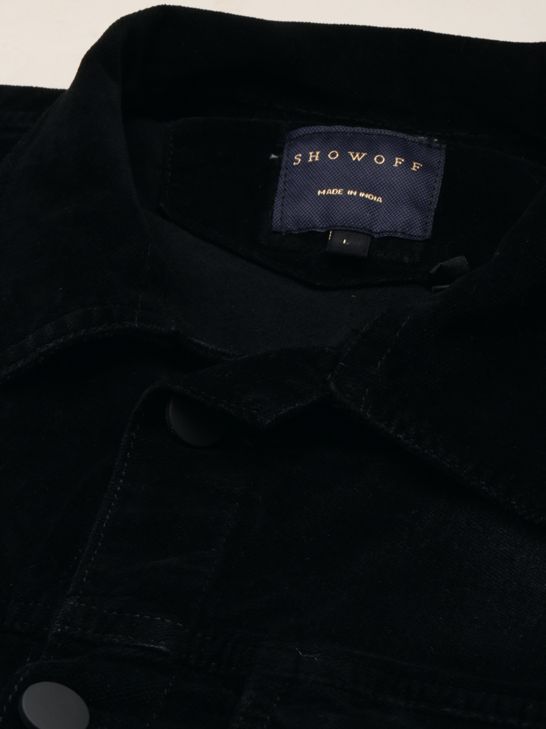 Showoff | SHOWOFF Men's Solid Mandarin Collar Black Open Front Jacket 5