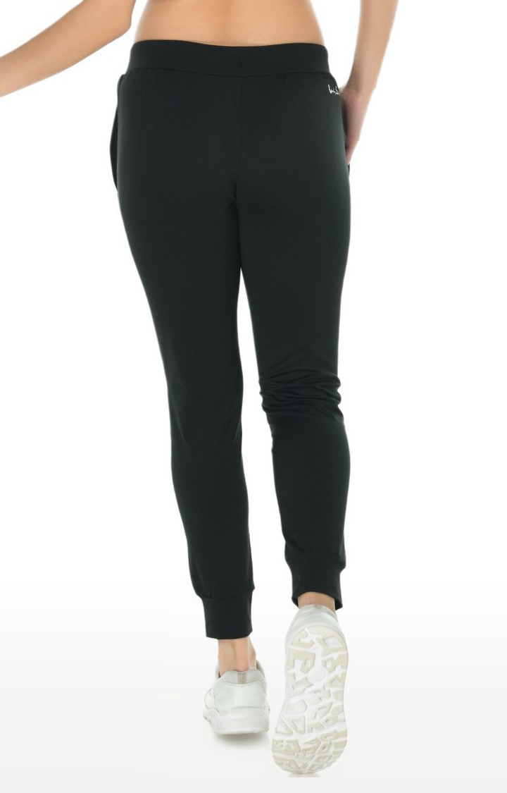 Women's Black Cotton Blend Solid Activewear Jogger