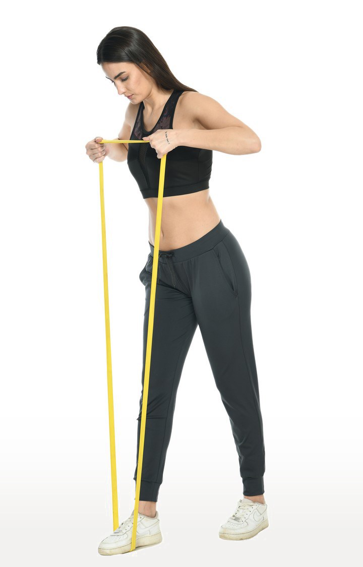 Women's Grey Cotton Blend Solid Activewear Jogger