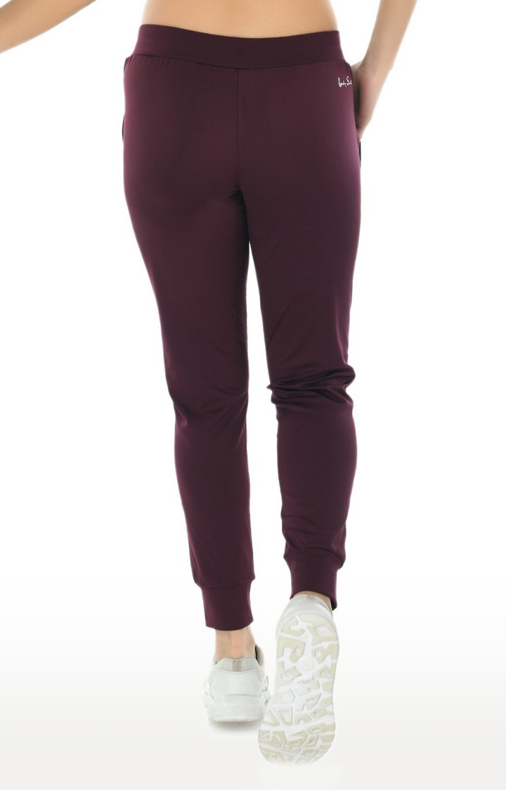 Women's Red Cotton Blend Solid Activewear Jogger