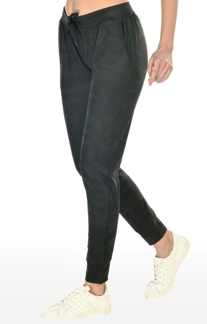 Women's Green Polycotton Camouflage Activewear Jogger