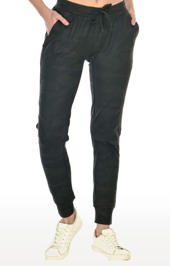 Body Smith | Women's Green Polycotton Camouflage Activewear Jogger