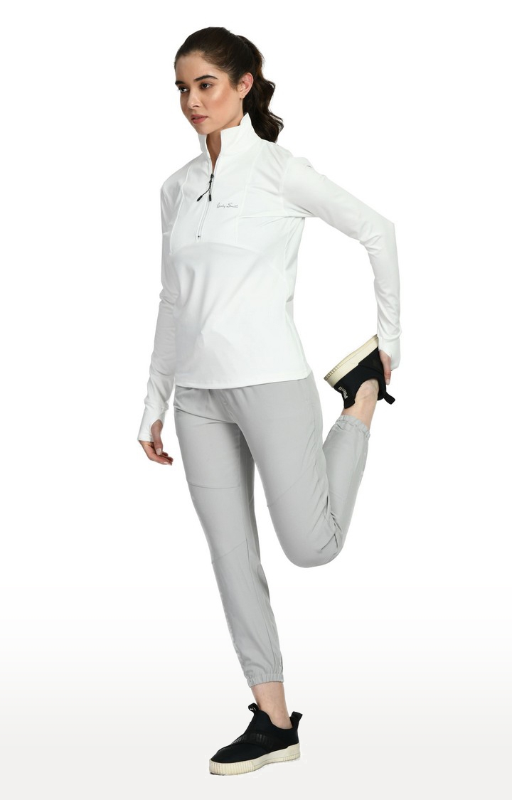Women's Grey Cotton Blend  Activewear Jogger