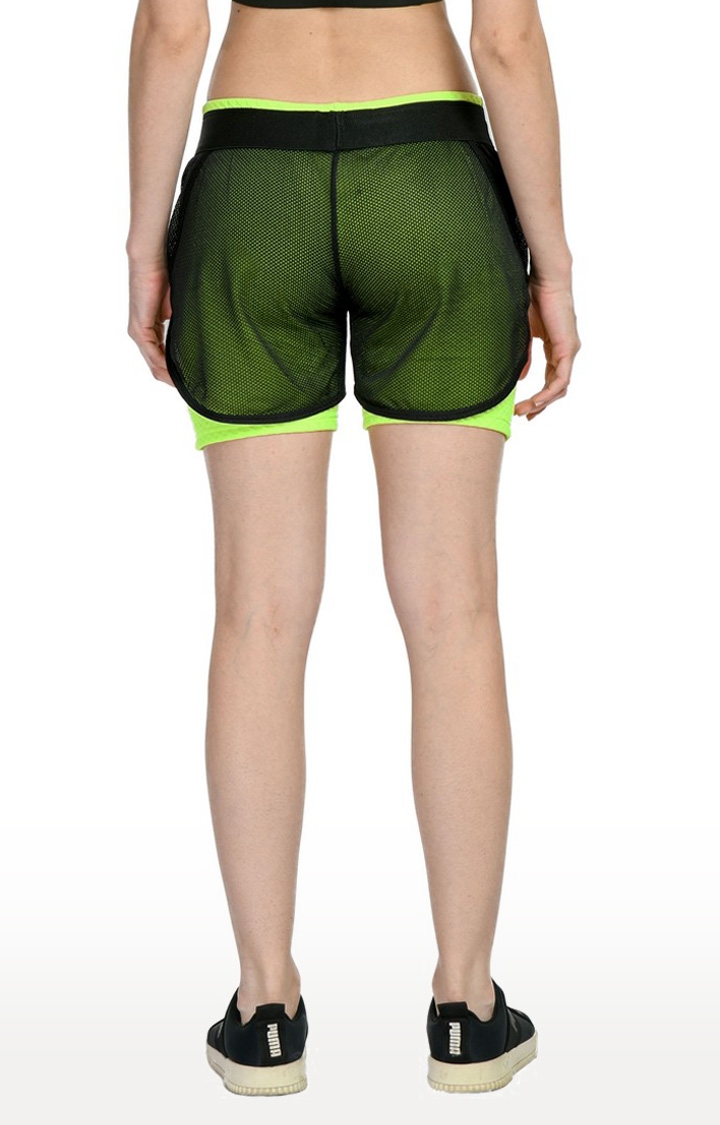 Women's Green Cotton Blend Solid Activewear Short
