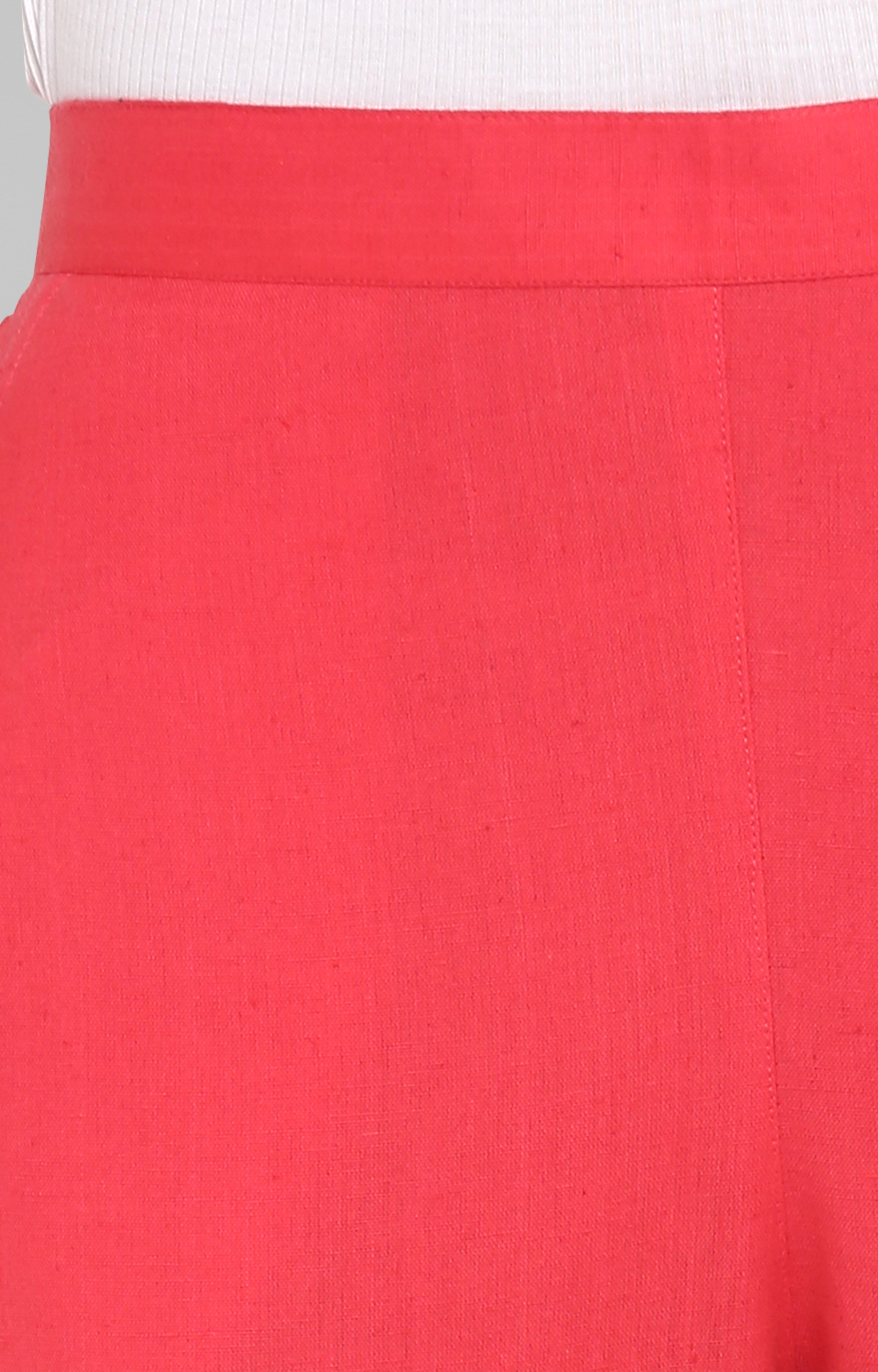 Janasya | Janasya Women's Pink Solid Pure Cotton Narrow Pant 4