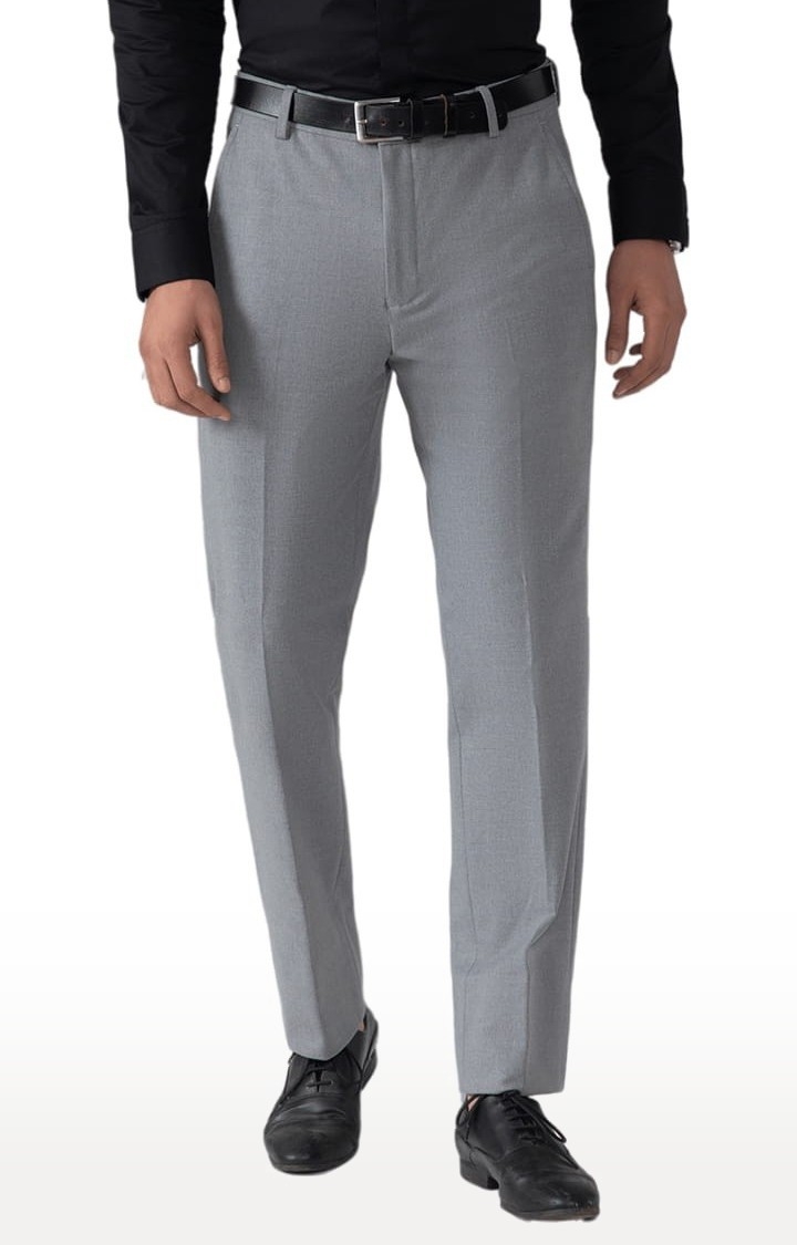 (SUBTRACT) | Men's Formal 4 way Stretch Trousers in Light Grey Slim Fit