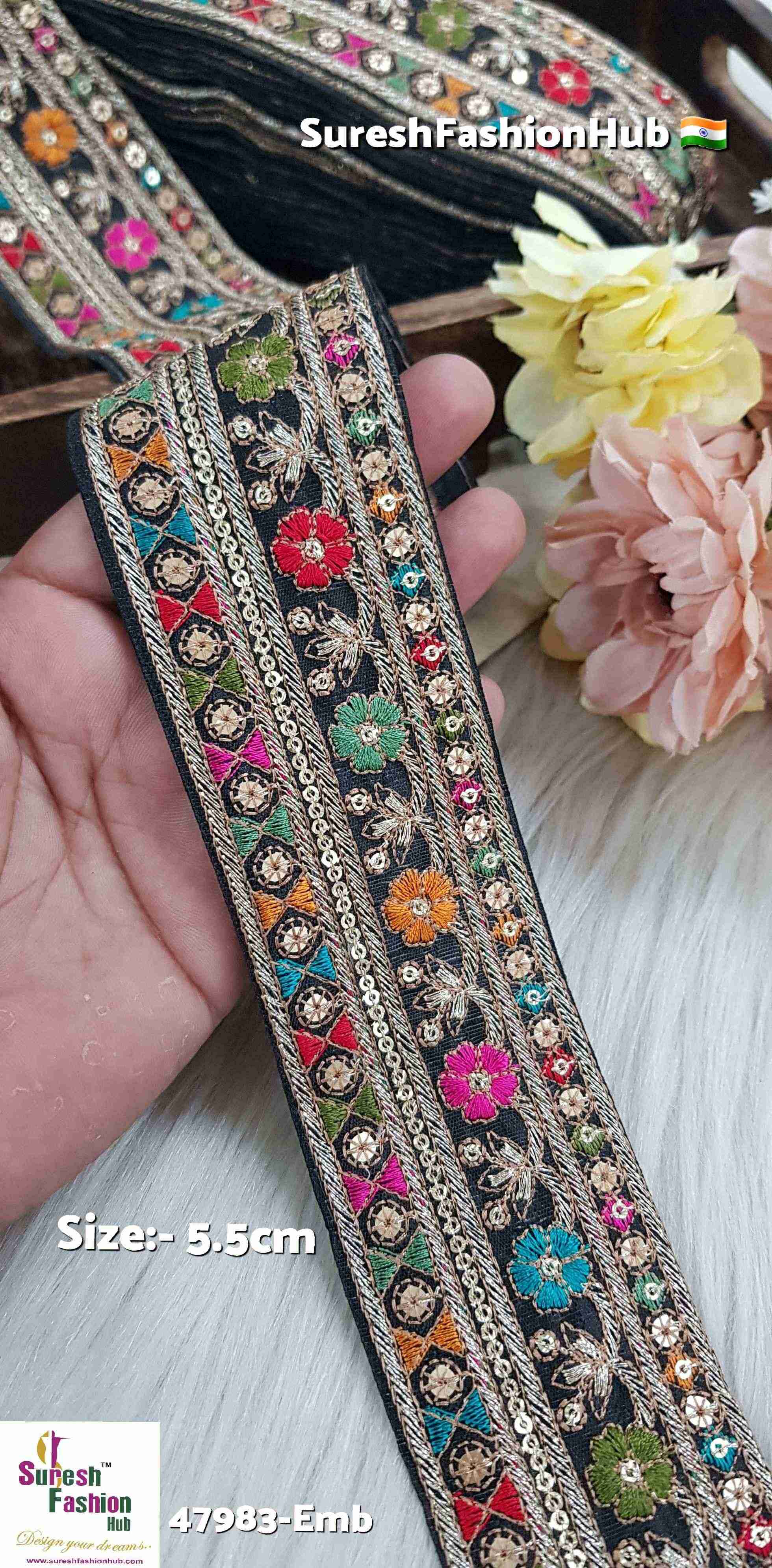 Black Sabyasachi Inspired Floral Embroidery Lace