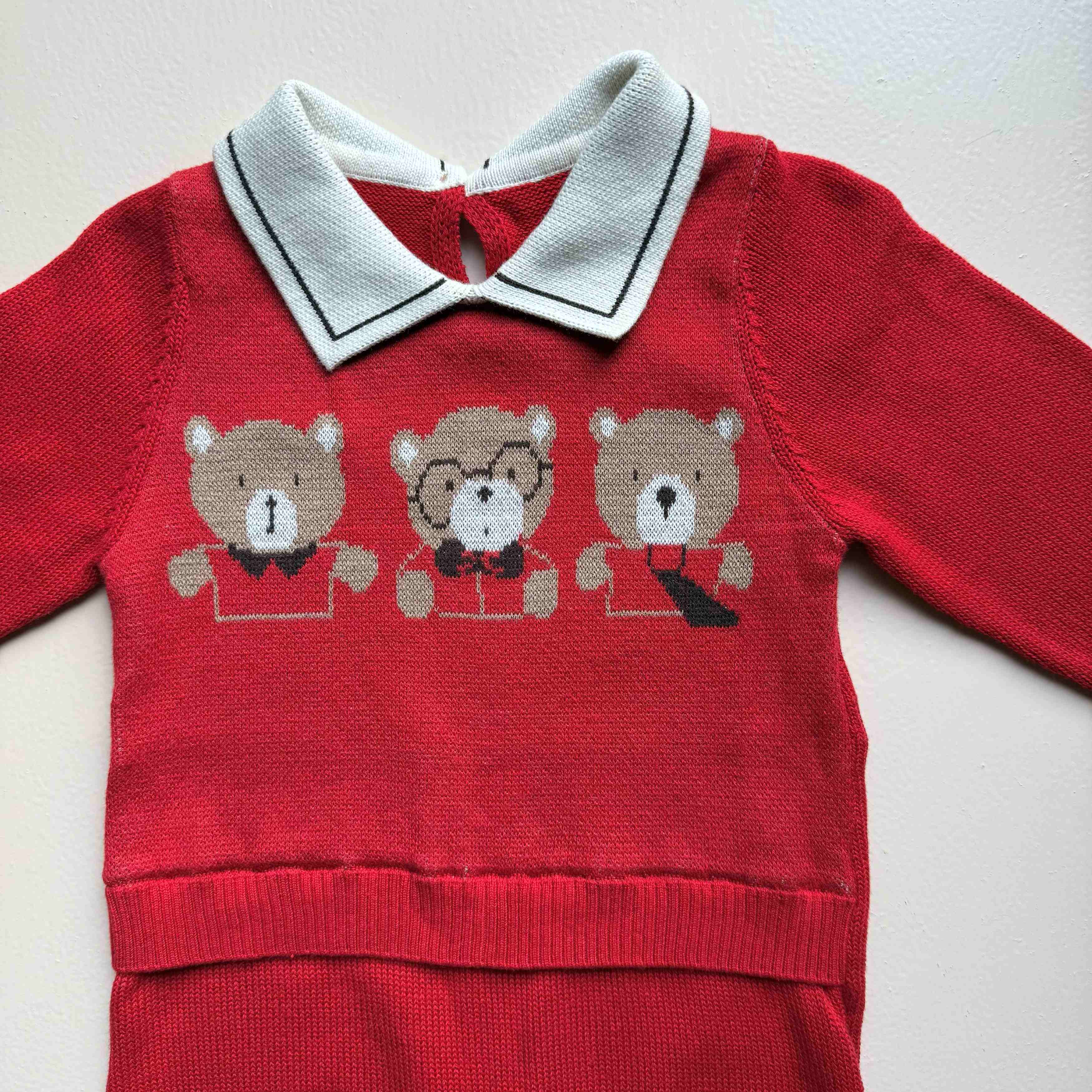 Red Teddy Trio Knit Romper