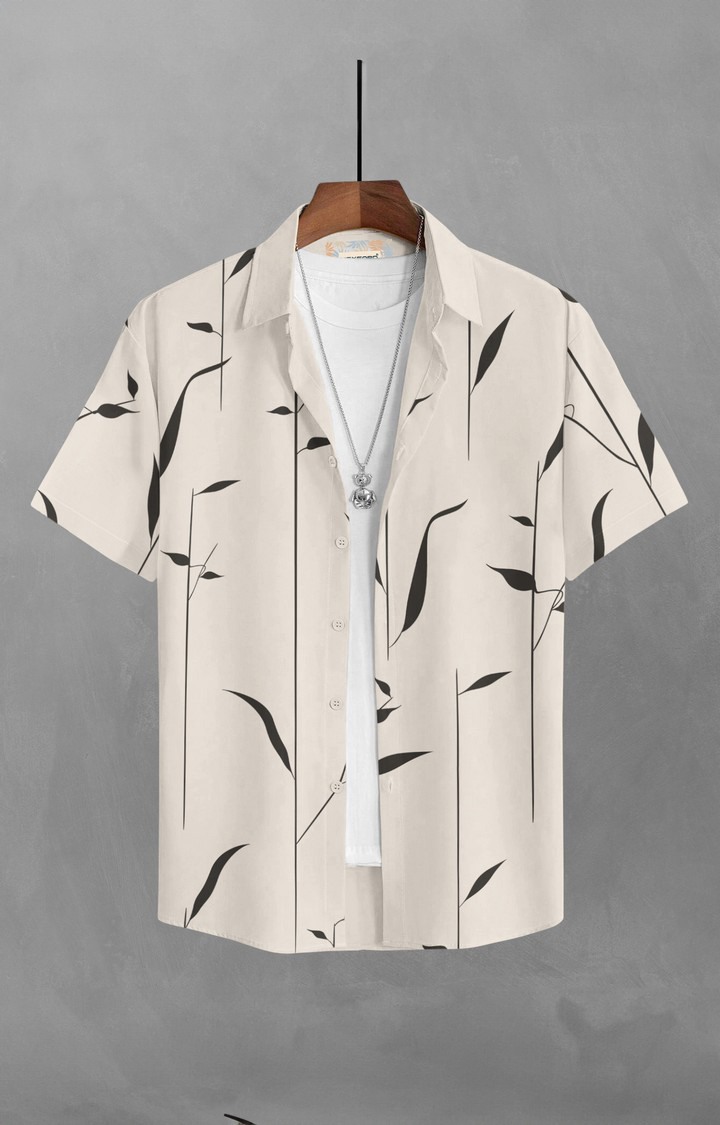 Men's Beige Printed Casual Shirts