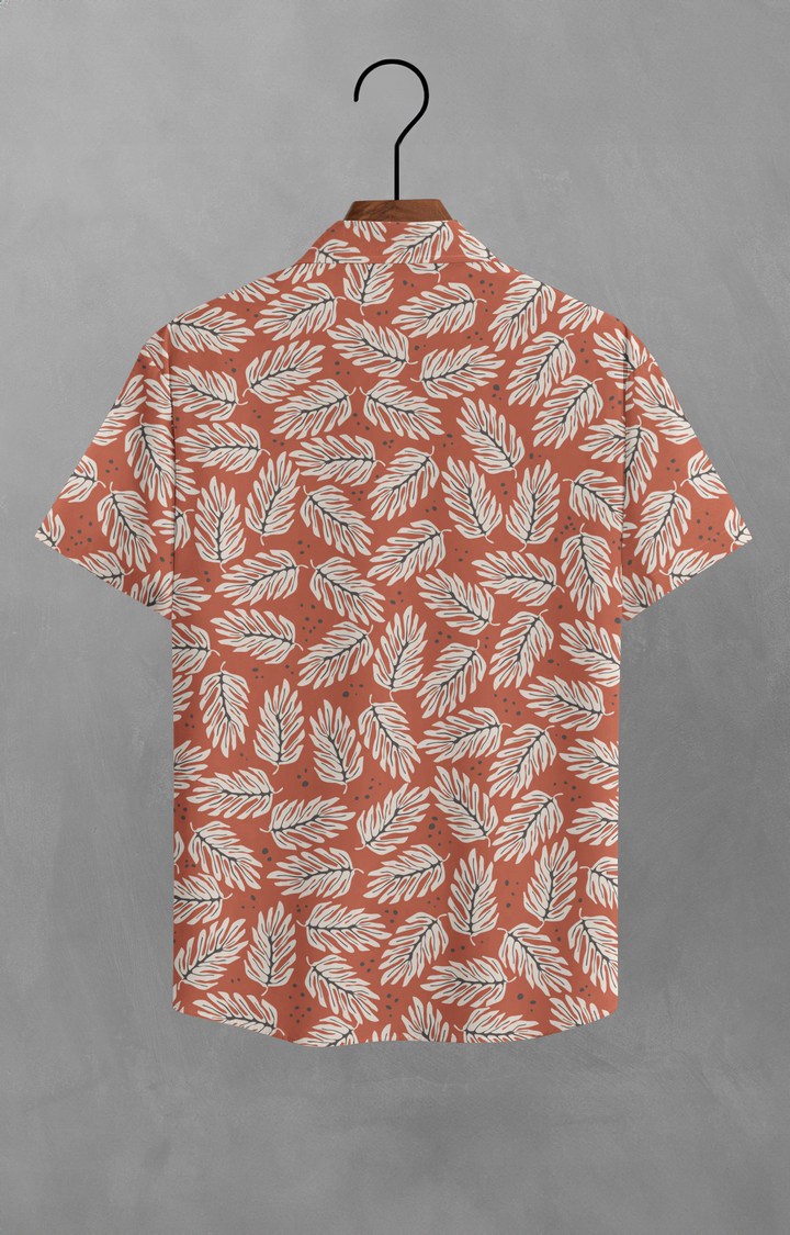 Men's Orange Printed Casual Shirts