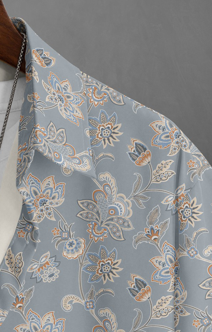 Men's Grey Printed Casual Shirts