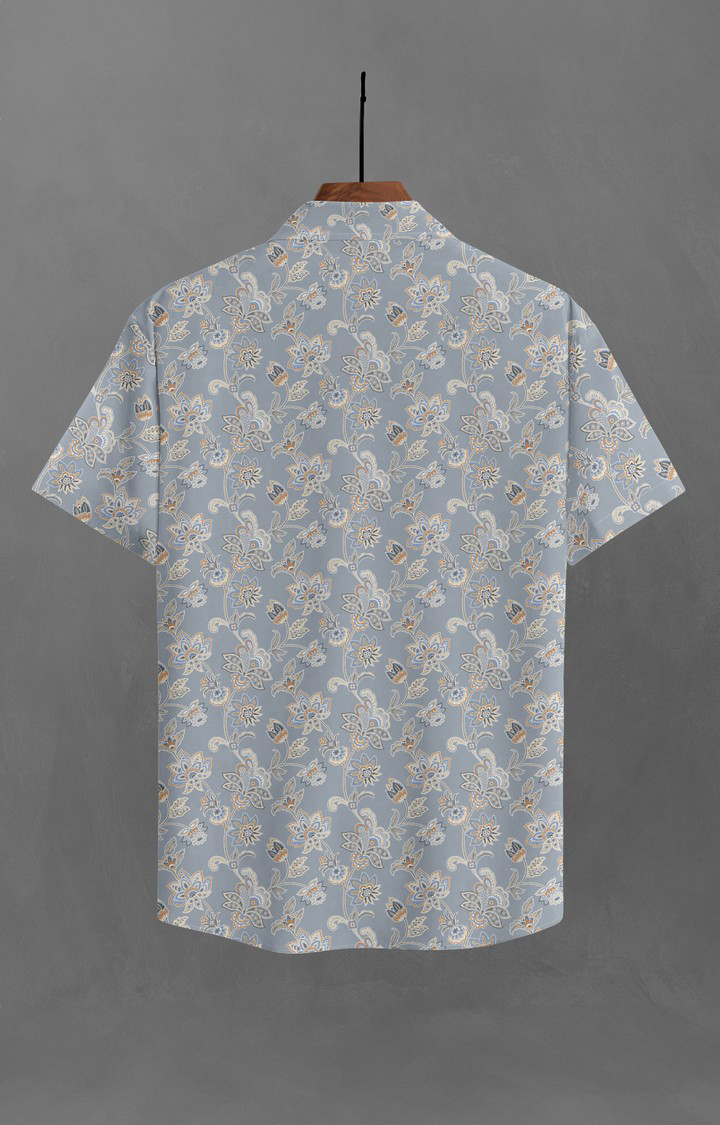 Men's Grey Printed Casual Shirts