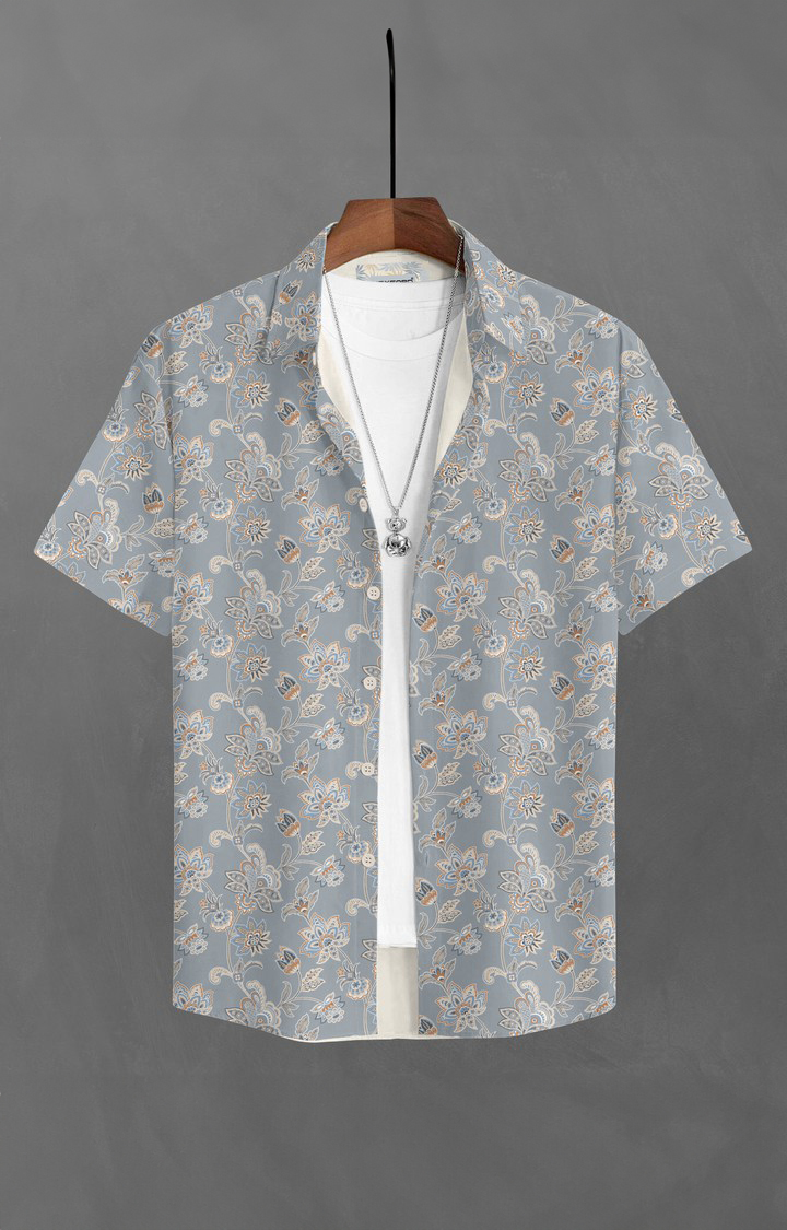 Men's Grey Printed Casual Shirts