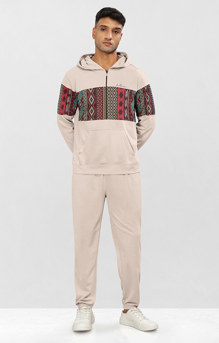 Men's Beige Printed Co-ords
