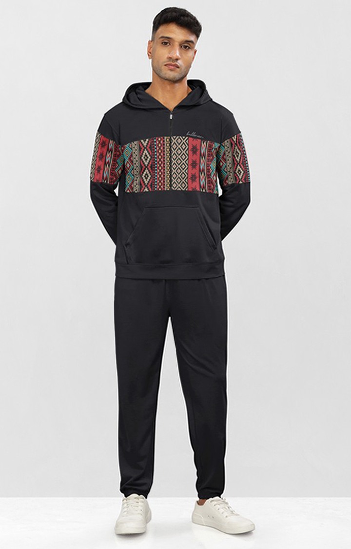Men's Black Printed Co-ords