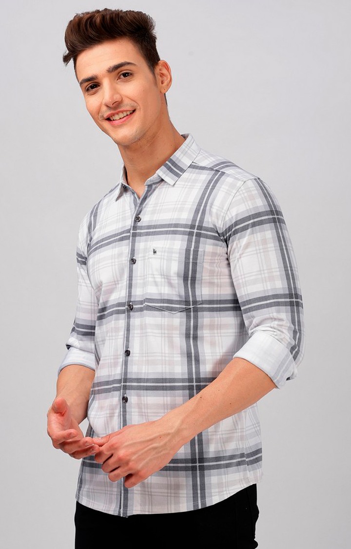 Men's Grey Checked Casual Shirts