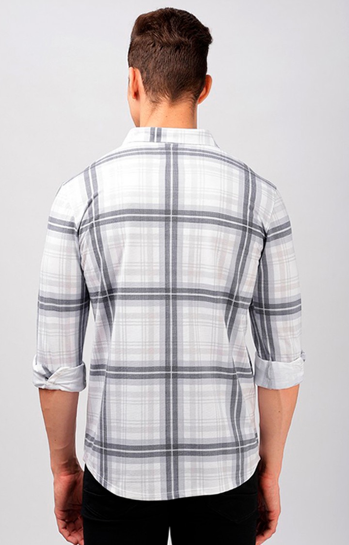 Men's Grey Checked Casual Shirts