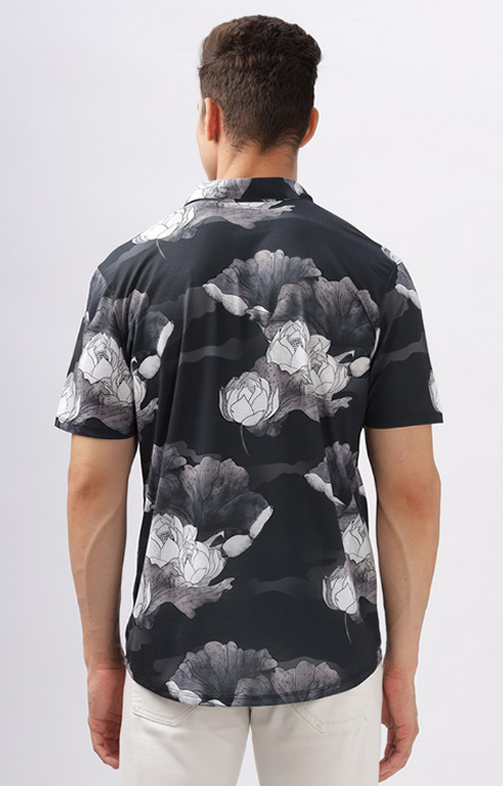 Men's Black Floral Casual Shirts