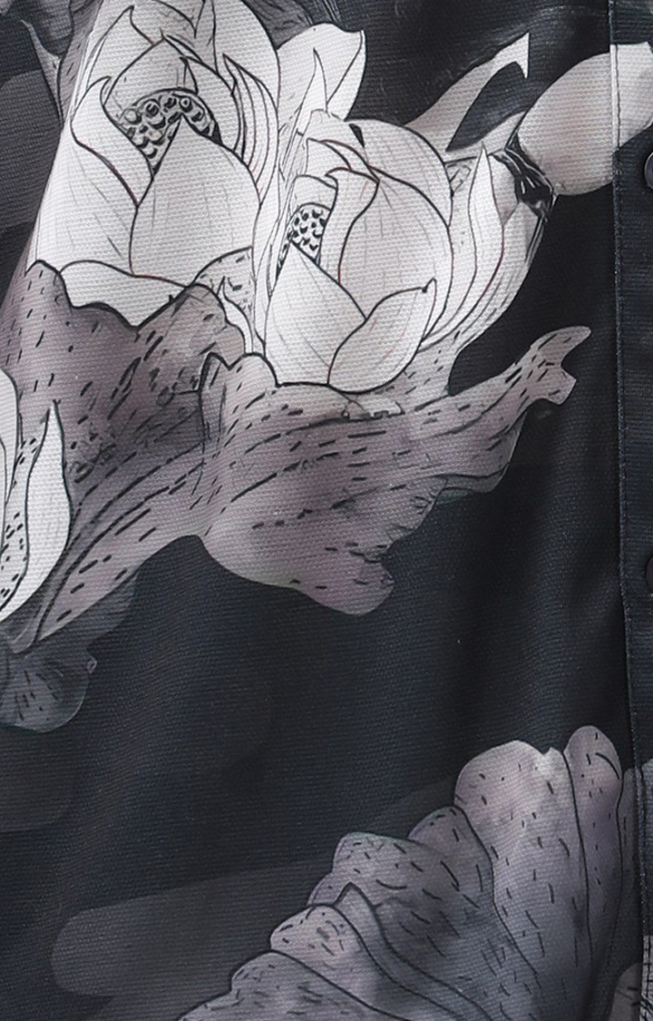 Men's Black Floral Casual Shirts