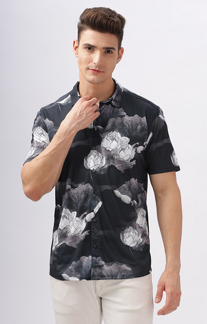 Men's Black Floral Casual Shirts