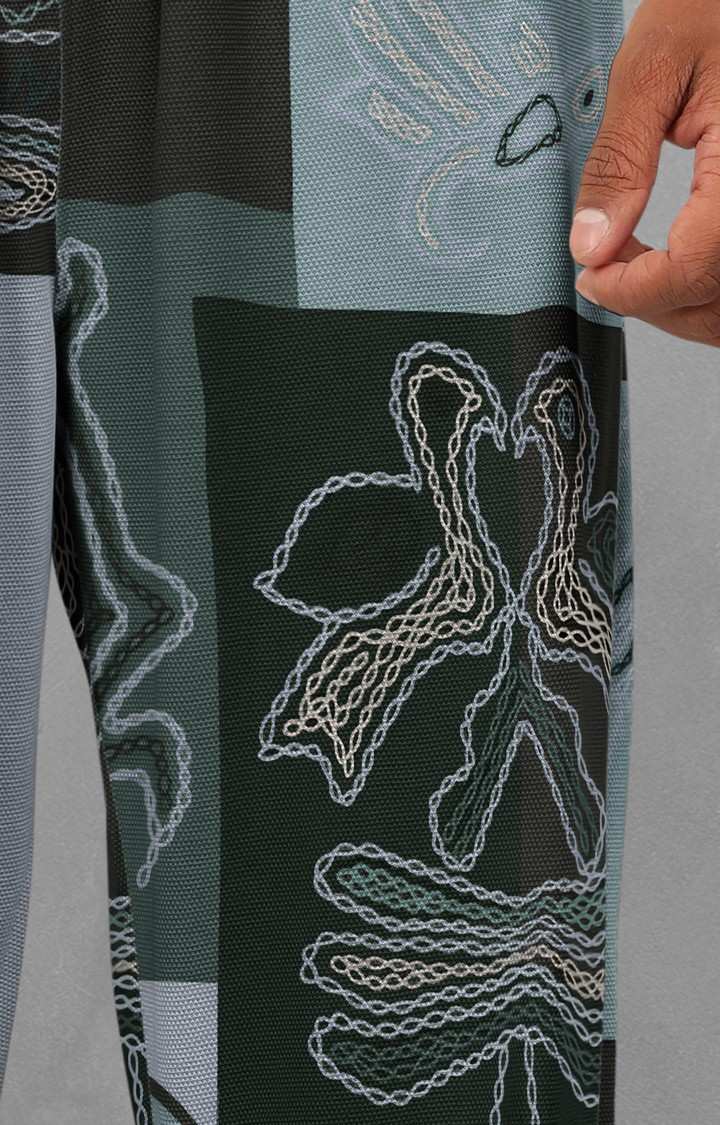 Men's Grey Embroidered Trackpants