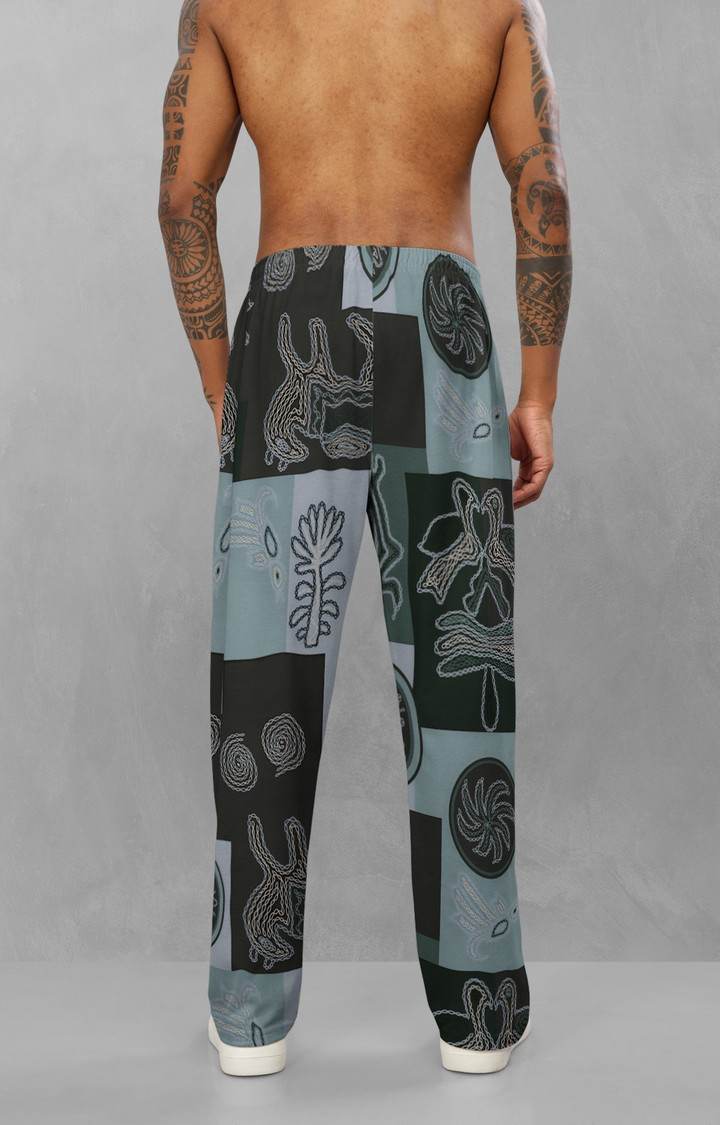 Men's Grey Embroidered Trackpants