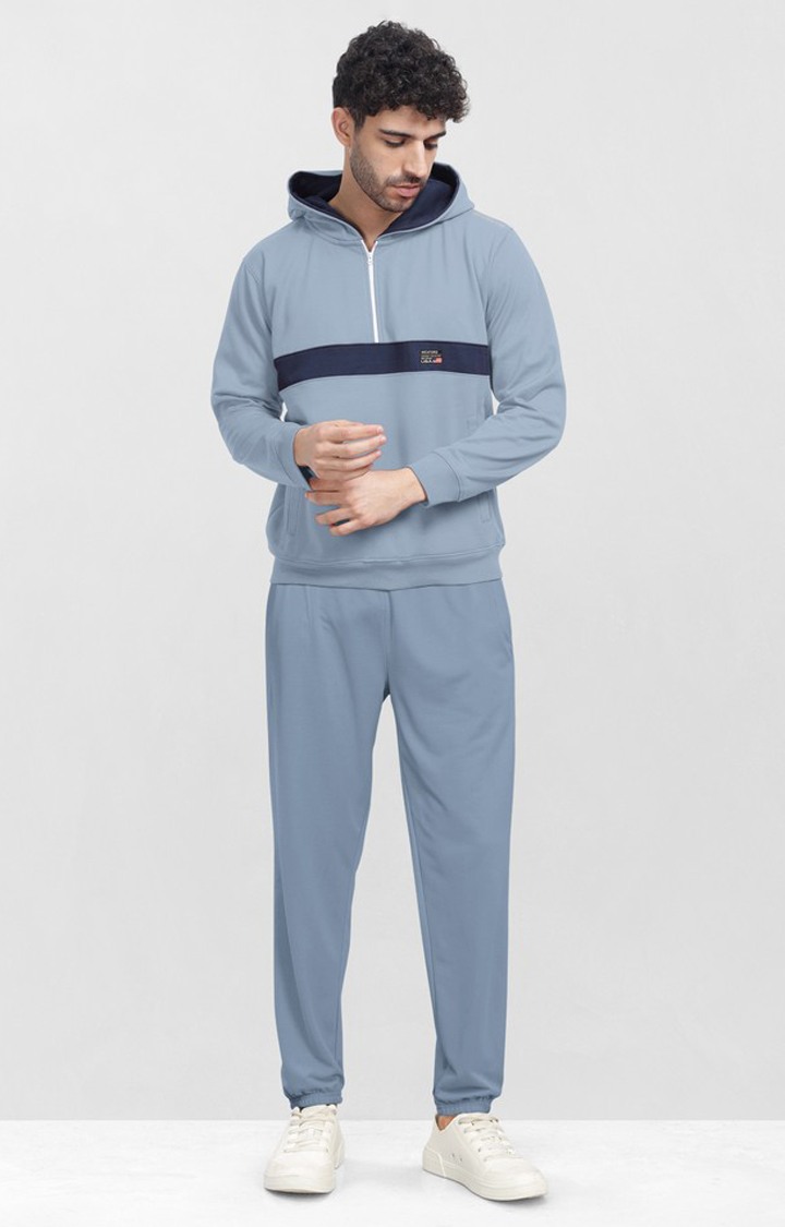 Men's Blue Printed Co-ords