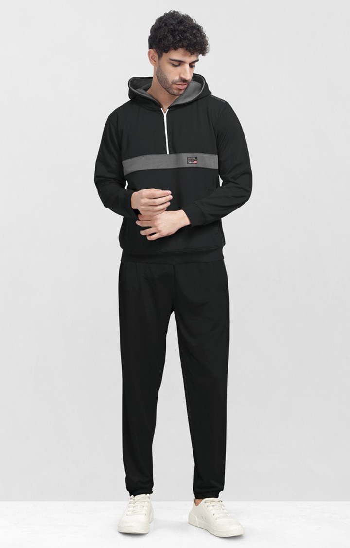 Men's Black Solid Co-ords