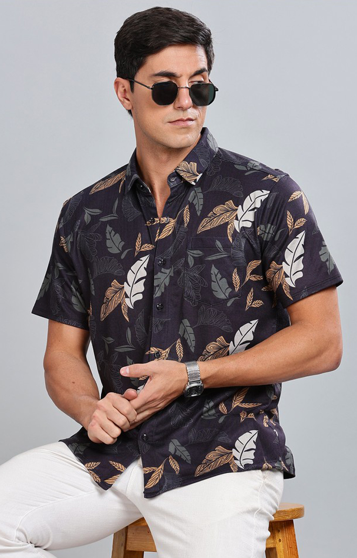 Men's Blue Printed Casual Shirts