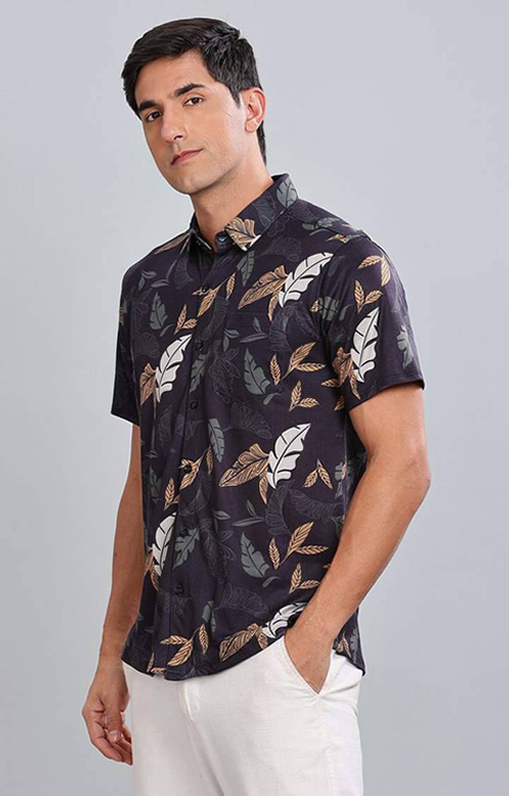 Men's Blue Printed Casual Shirts