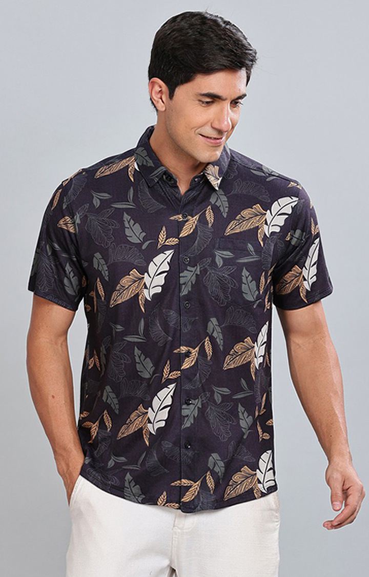 Men's Blue Printed Casual Shirts